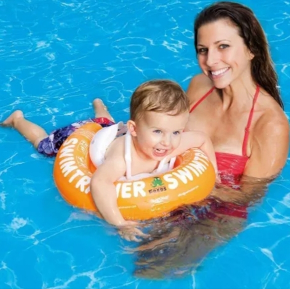 FREDS SWIM ACADEMY SWIMTRAINER Classic Orange, Baby Pool Float Ring for Toddlers - Picture 2 of 8